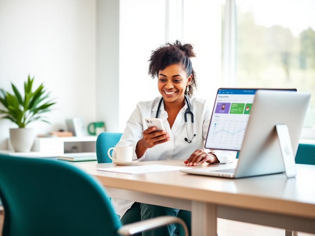 Wellness professional using her affiliate referral dashboard